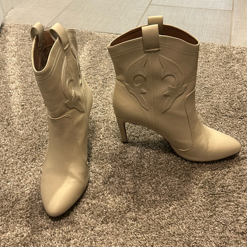 Cream cowboy booties